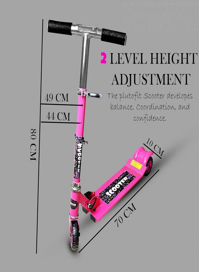 Plutofit Foldable 3 Wheel Kids Scooter Tricycle Heavy Duty Skate Scooter, Pink - Image 5